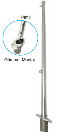BAYRAK DİREĞİ KROM PİMLİ 60 CM GÖMME MONTAJ